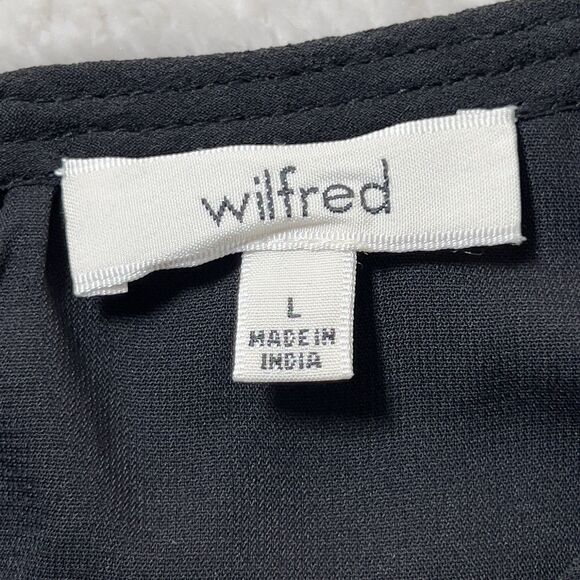 Aritzia Wilfred Sonore Babydoll Dress Sz L Black Pintuck Pleat Short  Sleeve - Picture 9 of 15